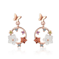 Cubic Zirconia & 18k Rose Gold-Plated Butterfly Drop Earrings