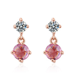 Pink Crystal & Cubic Zirconia 18K Rose Gold-Plated Drop Earrings