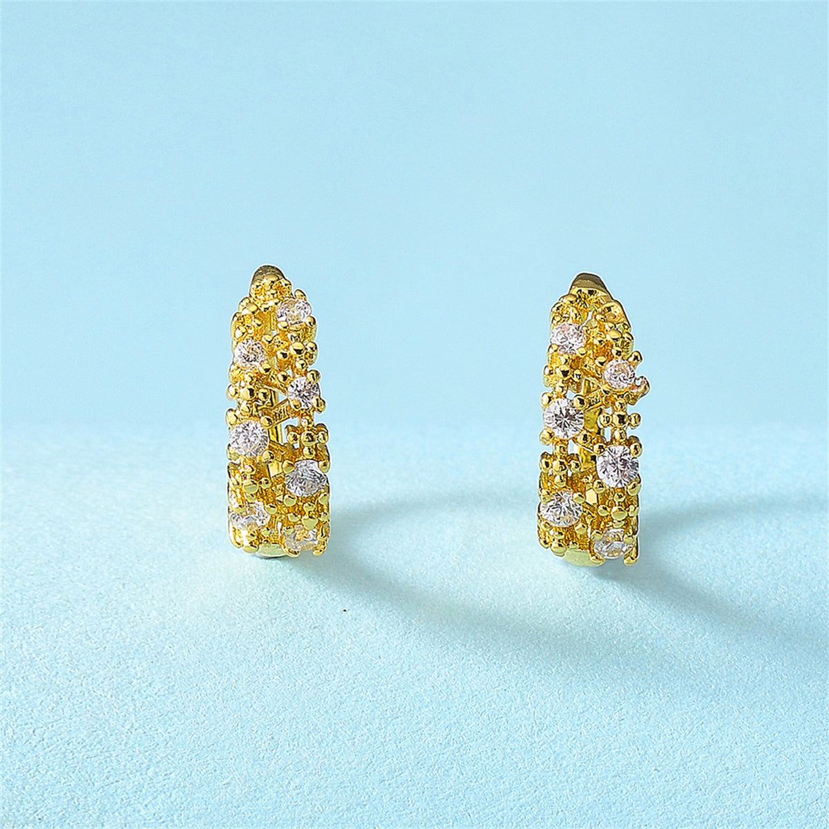 Cubic Zirconia & 18K Gold-Plated Prong-Set Ear Cuffs