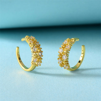 Cubic Zirconia & 18K Gold-Plated Prong-Set Ear Cuffs