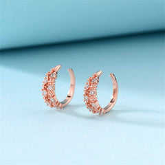 Cubic Zirconia & 18K Rose Gold-Plated Botanical Ear Cuffs
