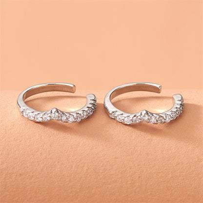 Cubic Zirconia and Silver-Plated V-Shape Ear Cuffs, silver stud earrings for women, everyday style, side view
