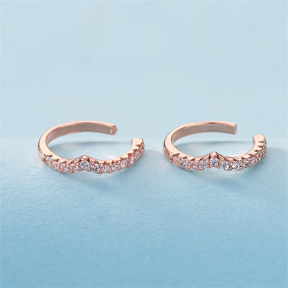 Cubic Zirconia and 18K Rose Gold-Plated V-Shape Ear Cuffs, rose gold stud earrings for women, lifestyle look
