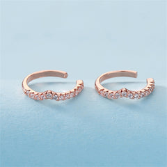 Cubic Zirconia & 18K Rose Gold-Plated V-Shape Ear Cuffs