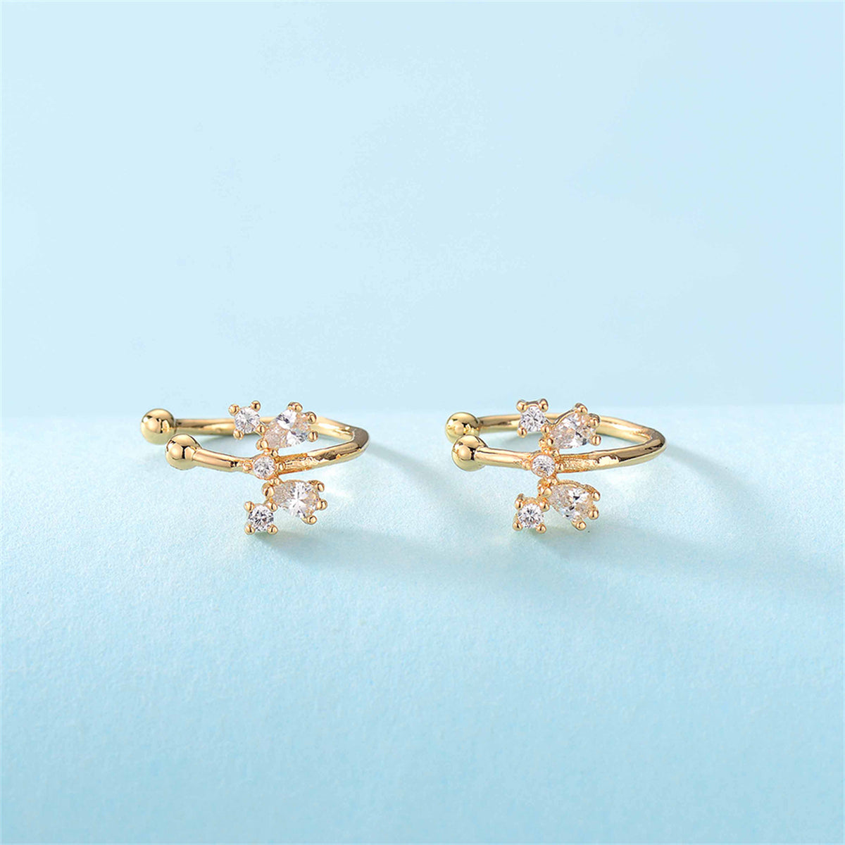 Crystal and Cubic Zirconia Bow Ear Cuffs, stud earrings for women, everyday style, lifestyle look