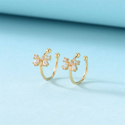 Crystal and Cubic Zirconia Bow Ear Cuffs, stud earrings for women, everyday style, styled look