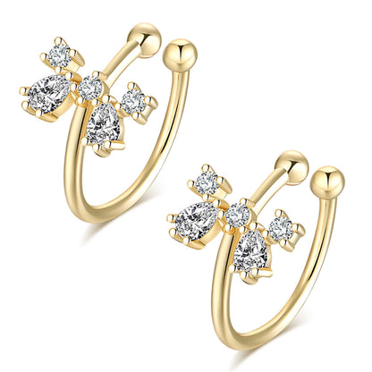 Crystal and Cubic Zirconia Bow Ear Cuffs, stud earrings for women, everyday style, side view