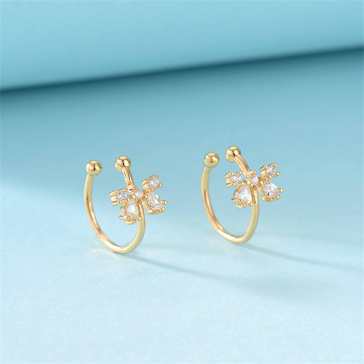 Crystal & Cubic Zirconia Bow Ear Cuffs