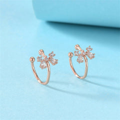 Crystal & Cubic Zirconia 18K Rose Gold-Plated Bow Ear Cuffs