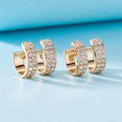 Cubic Zirconia & 18K Gold-Plated Layered Ear Cuffs