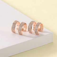 Cubic Zirconia & 18K Rose Gold-Plated Layered Ear Cuffs