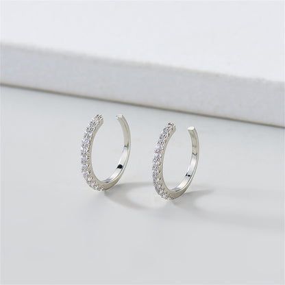 Cubic Zirconia & Silver-Plated Pav¨¦ Ear Cuffs