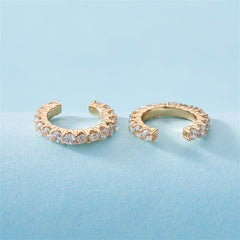 Cubic Zirconia & 18K Gold-Plated Prong-Set Ear Cuffs