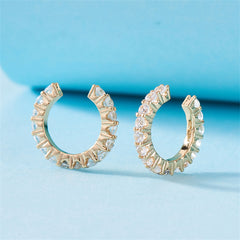 Cubic Zirconia & 18K Gold-Plated Prong-Set Ear Cuffs