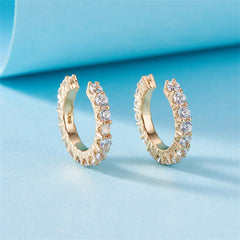 Cubic Zirconia & 18K Gold-Plated Prong-Set Ear Cuffs