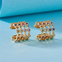 Red & Blue Cubic Zirconia Multicolor Layered Ear Cuffs