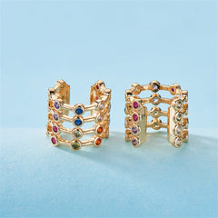 Red & Blue Cubic Zirconia Multicolor Layered Ear Cuffs