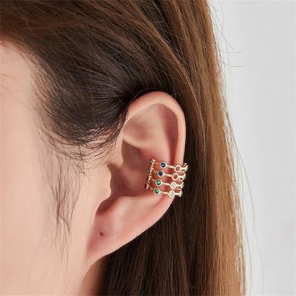 Red and Blue Cubic Zirconia Multicolor Layered Ear Cuffs, stud earrings for women, everyday style, styled look