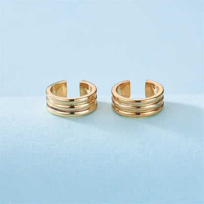 18K Gold-Plated Stacked Ear Cuffs, gold stud earrings for women, vintage-inspired design, side view