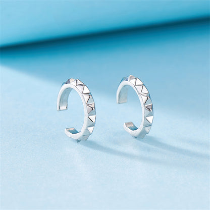 Silver-Plated Gear Ear Cuffs, silver stud earrings for women, elegant gift for her, side view