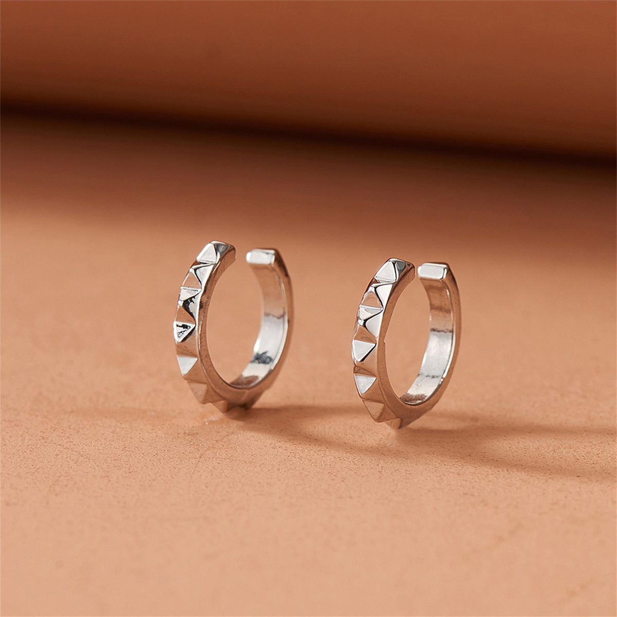Silver-Plated Gear Ear Cuffs, silver stud earrings for women, elegant gift for her, lifestyle look