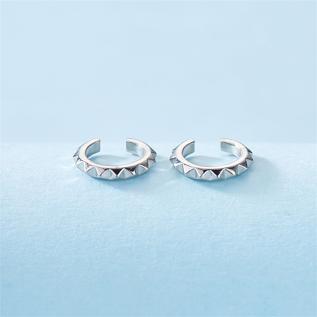 Silver-Plated Gear Ear Cuffs
