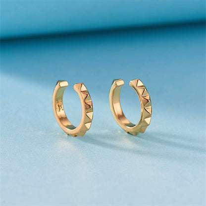 18K Gold-Plated Studded Ear Cuffs, gold stud earrings for women, botanical inspired, side view