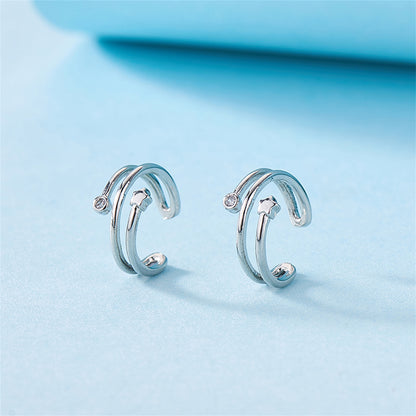 Cubic Zirconia and Silver-Plated Star Ear Cuffs, silver stud earrings for women, everyday style, styled look