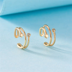 Cubic Zirconia & 18K Gold-Plated Star Embellished Layered Ear Cuffs