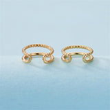 Goldtone Half Twine Layered Ear Cuffs