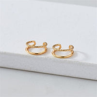 Goldtone Half Twine Layered Ear Cuffs