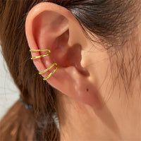 Goldtone Half Twine Layered Ear Cuffs