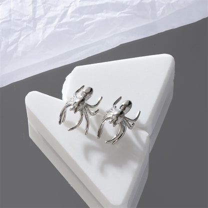 Silver-Plated Spider Ear Cuffs, silver stud earrings for women, botanical inspired, styled look