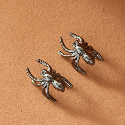 Black Spider Ear Cuffs, stud earrings for women, botanical inspired, detail close-up