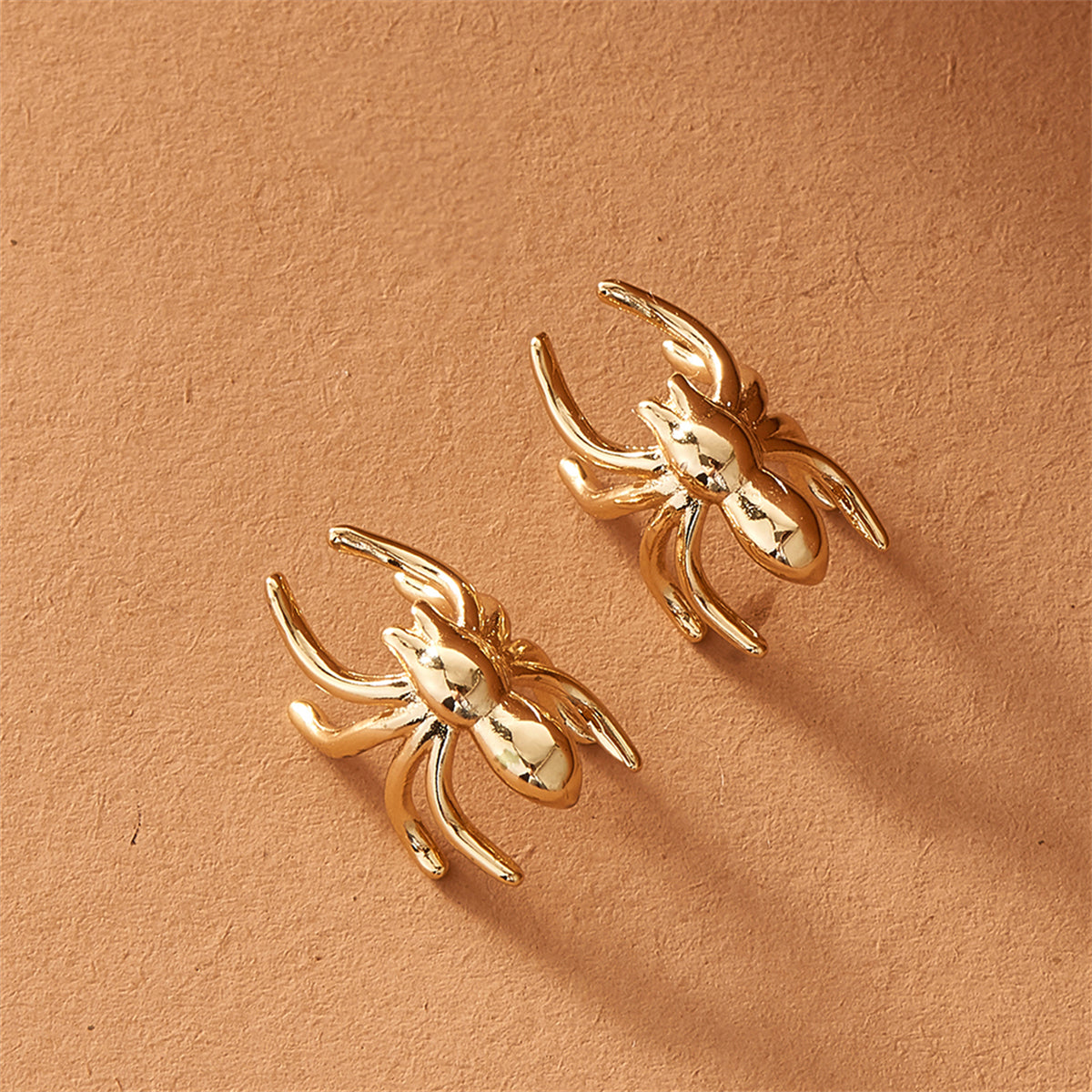 18K Gold-Plated Spider Ear Cuffs, gold stud earrings for women, elegant gift for her, side view