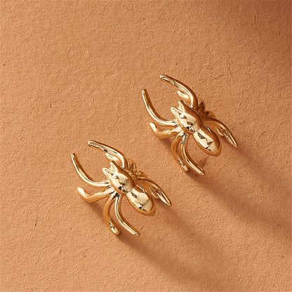 18K Gold-Plated Spider Ear Cuffs, gold stud earrings for women, elegant gift for her, side view