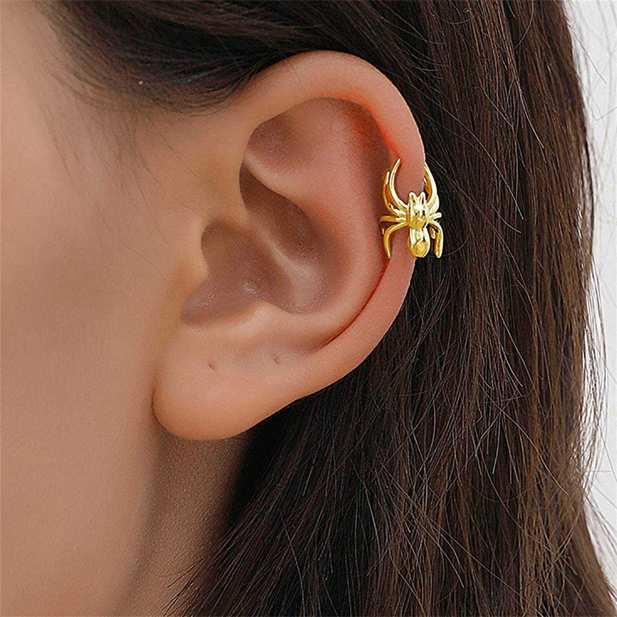 18K Gold-Plated Spider Ear Cuffs, gold stud earrings for women, elegant gift for her, styled look