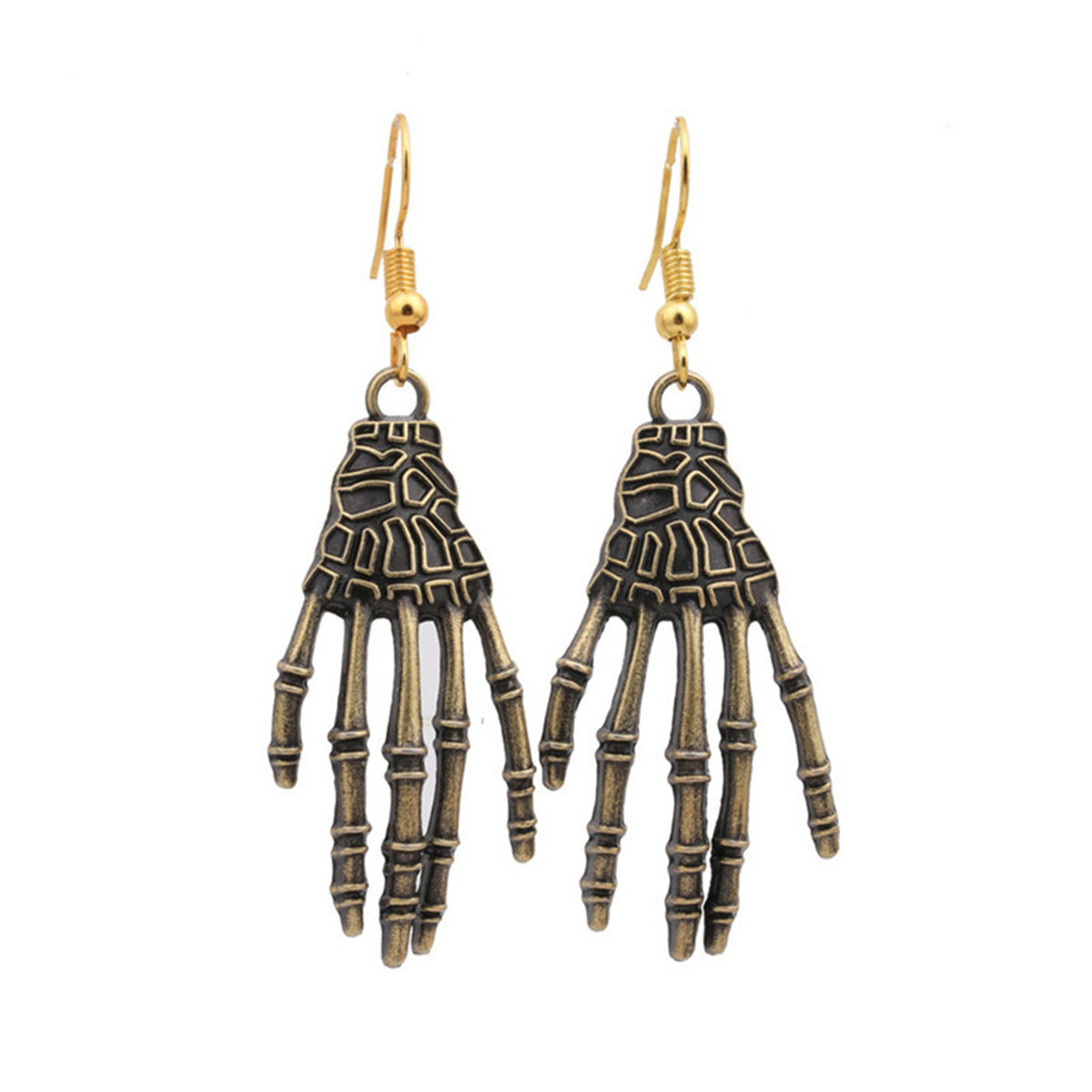 18K Gold-Plated Skeleton Palm Drop Earrings