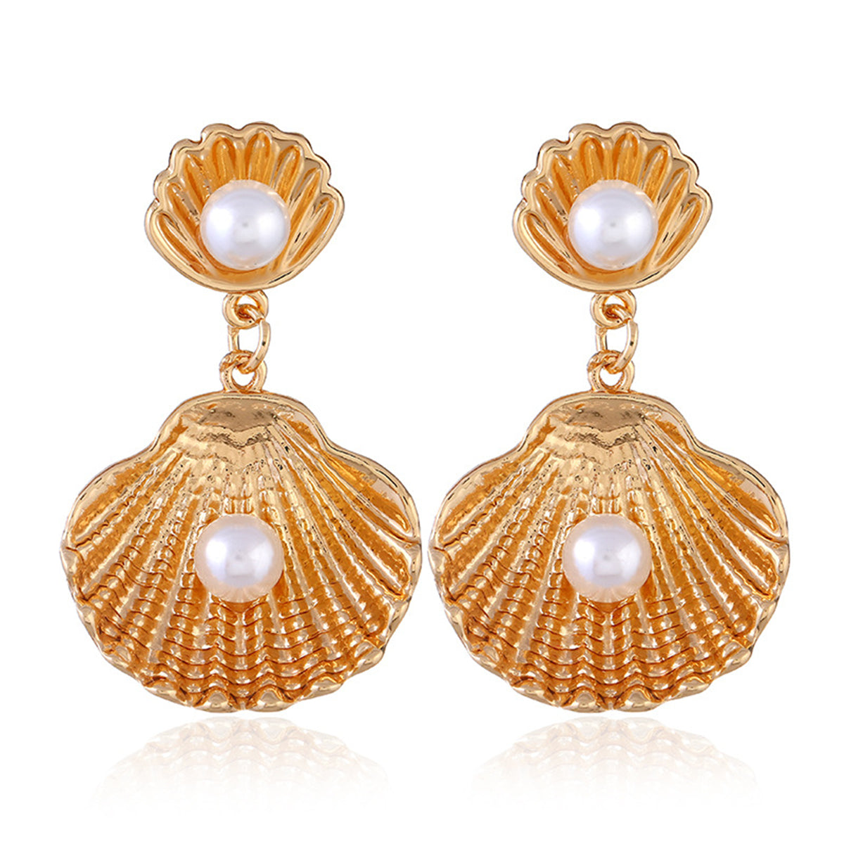 Pearl & 18K Gold-Plated Shell Drop Earrings