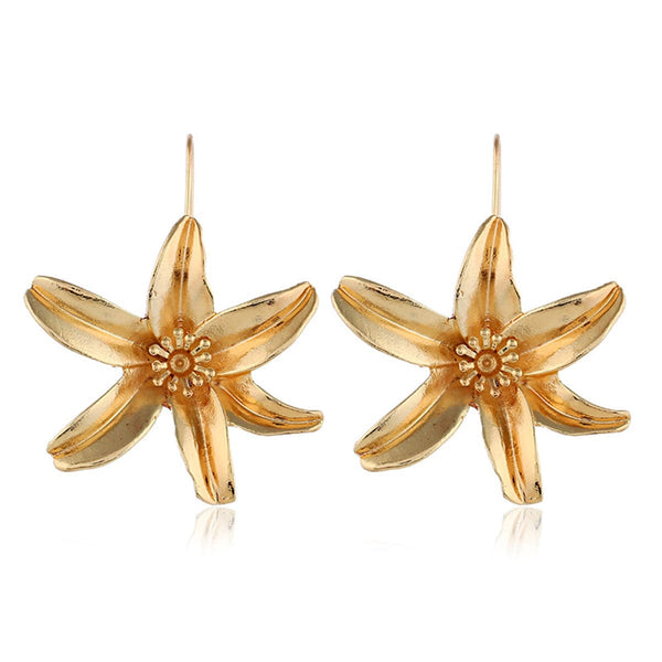 Goldtone Flower Drop Earrings