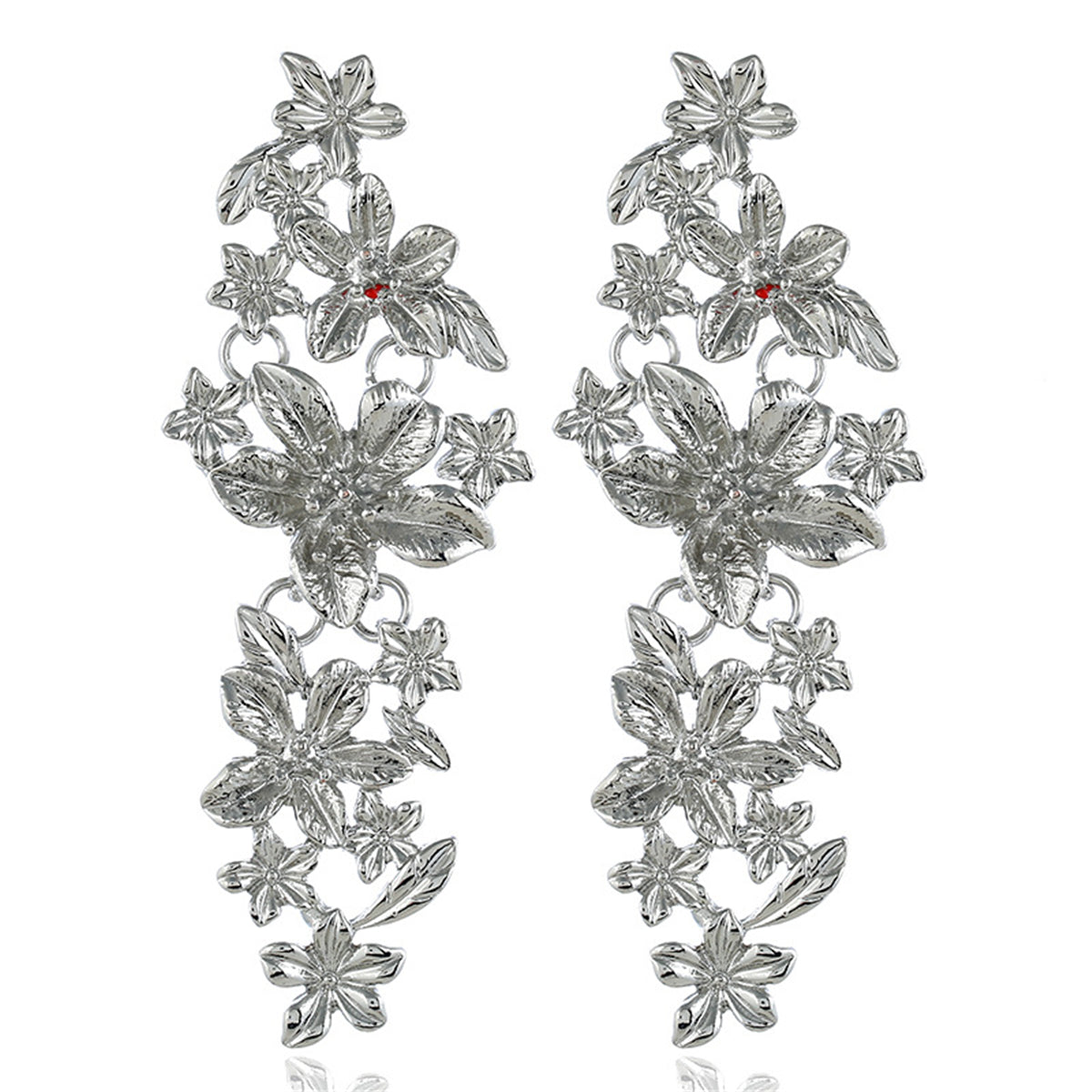 Silver-Plated Flower Vine Drop Earrings