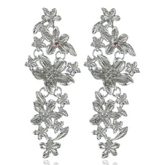 Silver-Plated Flower Vine Drop Earrings