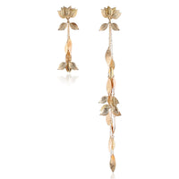 18K Gold Plated Lotus & Leaves Drop Earrings