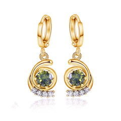 Green Crystal & Cubic Zirconia 18K Gold-Plated Swirl Drop Earrings