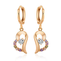 Cubic Zirconia & Goldtone Heart Drop Earrings