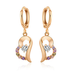 Colored Cubic Zirconia & 18K Gold-Plated Heart Drop Earrings