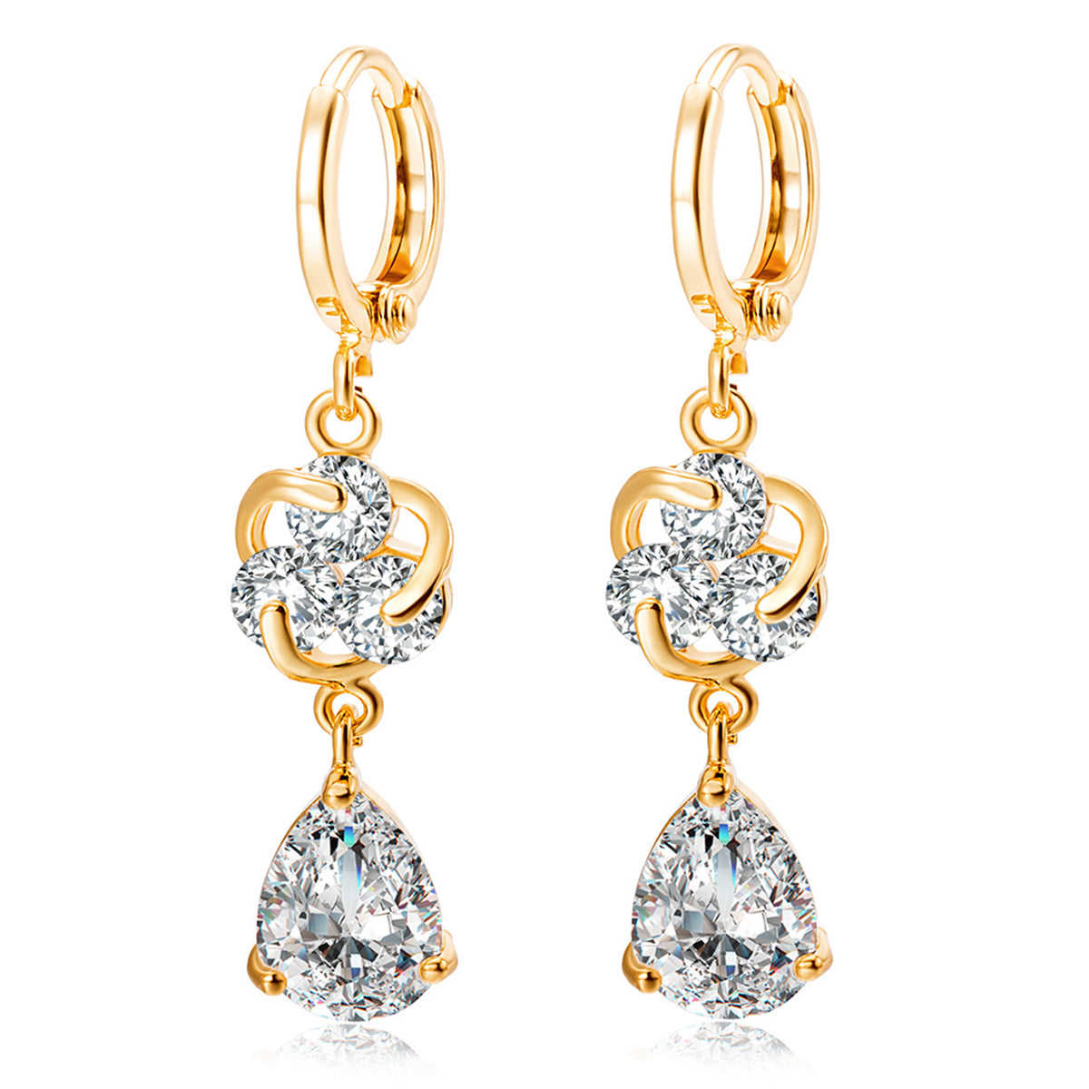 Crystal & Cubic Zirconia Swirl Drop Earrings