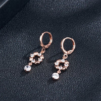 Cubic Zirconia & 18k Rose Gold-Plated Geometric Drop Earrings