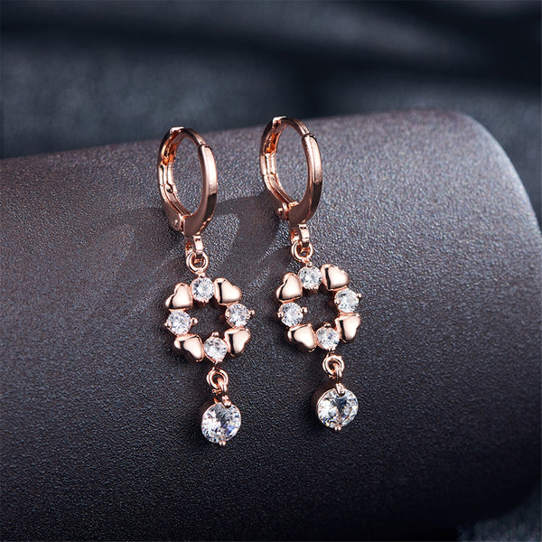 Cubic Zirconia & 18k Rose Gold-Plated Geometric Drop Earrings