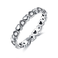 Cubic Zirconia & Sterling Silver Heart Band